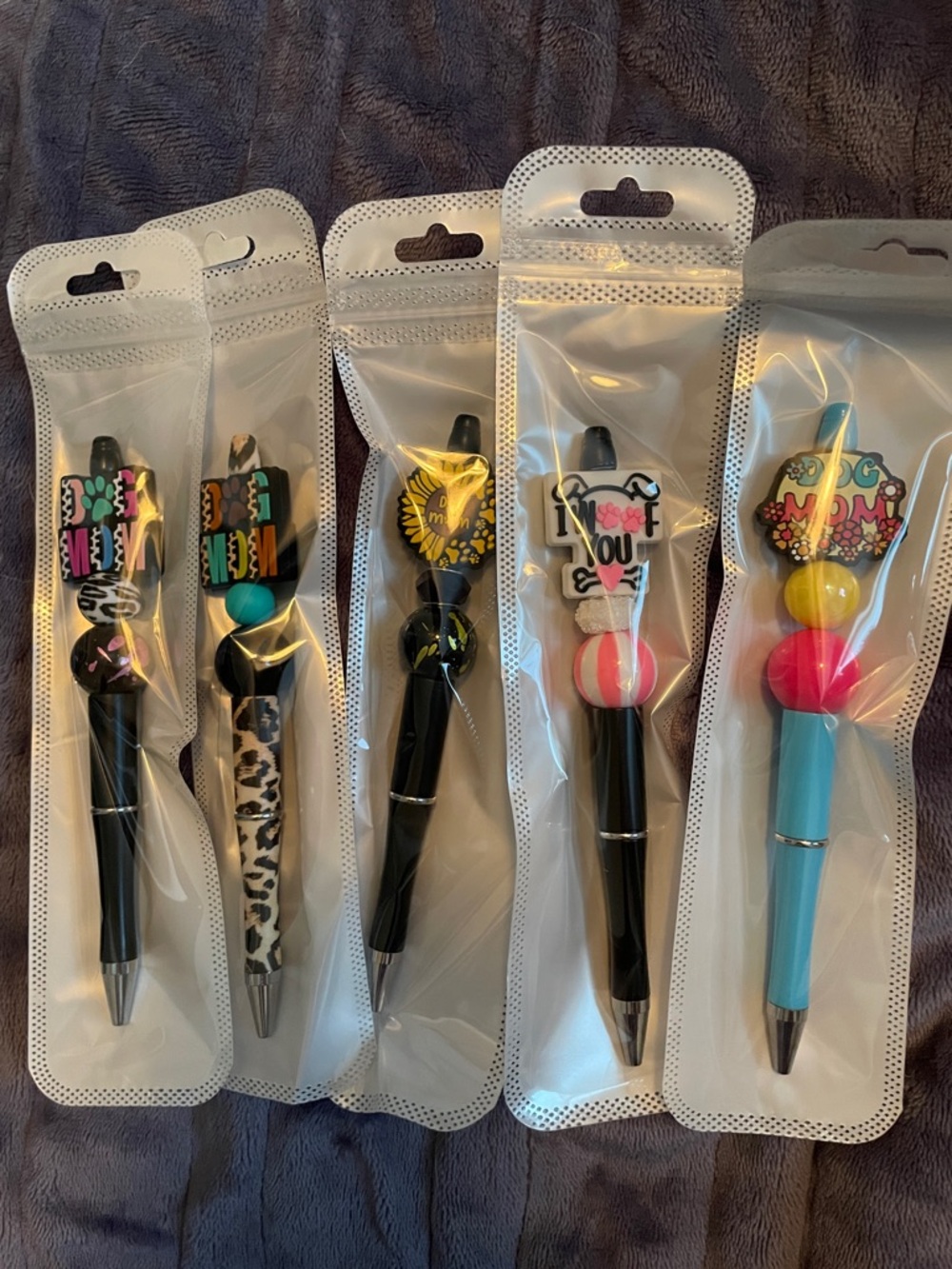 Dog Mom" and "I ❤️ You"  beadable Pens